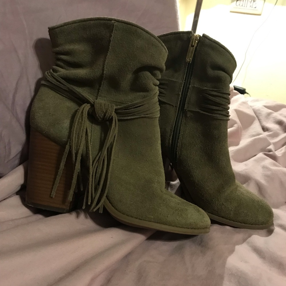 Green Suede Booties -Jessica Simpson